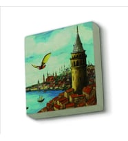 Galata Kulesi Hezarfen Ahmet Çelebi’nin uçuşu Baskılı Doğaltaş  Magnet(KRT-025)Buzdolabı Süsü