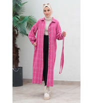 Düğmeli Kaşe Kaban Pembe 19600