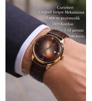 Cortebert Kristal Cam Erkek Kol Saati Deri Kordon (Rose)