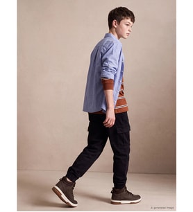 LCW Kids Siyah Erkek Çocuk Beli Lastikli Jogger Kargo Pantolon