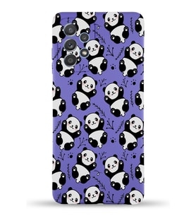 Samsung Galaxy A32 Uyumlu Lansman Kılıf Panda Tasarımlı İçi Kadife Kapak-Mor (Şeffaf)