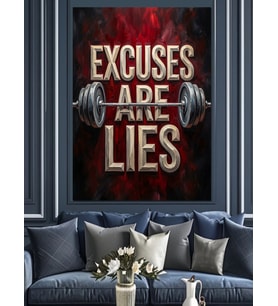 Excuses Are Lies Fitness Motto Dekoratif Kanvas - Mdf Ahşap Tablo