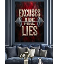 Excuses Are Lies Fitness Motto Dekoratif Kanvas - Mdf Ahşap Tablo