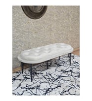Ufo Oturak Bench - Siyah Boyalı Telli Ayak - Oturak - Bench - Puf - Yatak Ucu Pufu Krem Renk 100 x 50 Boyut/Ebat (Çok Renkli)