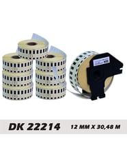 EcotagPlus Brother DK 22214  Etiket 27 mm x 30,48 m -Sürekli - 6 Adet + Tutucu