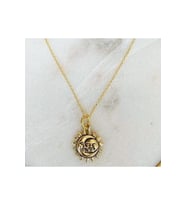 925 Ayar Gümüş Güneş Ve Ay Tasarım Kolye (Gold)