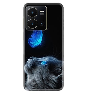 Vivo Y22 Kılıf Resimli Desenli Silikon Platinium Series Butterfly Cat 1891