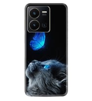 Vivo Y22 Kılıf Resimli Desenli Silikon Platinium Series Butterfly Cat 1891