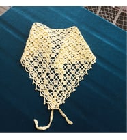 El Yapımı Dantel Eşarp - Bandana- Gömlek Fuları (Limon Sarı)