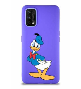 Realme 7 Pro Soft Premier Kapak Donald Duck-D Tasarımlı Silikon Kılıf - Mor (Şeffaf)