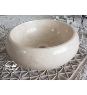 Sipahi Marble Bej Mermer Mini Bombeli Lavabo