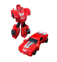 SUPER Warrior Mini Plastik Gövdeli Dönüşebilen Robot Araba 7.5 CM KIRMIZI