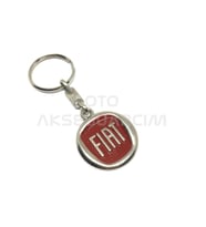 Fiat Metal Oto Anahtarlık Krom Kırmızı