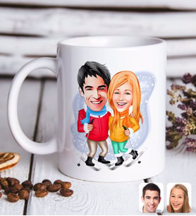 BK Gift Kişiye Özel Sevgililer Karikatürlü Beyaz Kupa Bardak-107