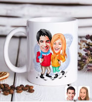 BK Gift Kişiye Özel Sevgililer Karikatürlü Beyaz Kupa Bardak-107