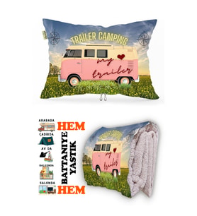 Karavan Camping-2 Baskılı Tv Battaniyeli Opsiyonel Dekoratif Yastık Battaniye 2in1-01