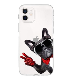 PrintiFy iPhone 12 Mini ile Uyumlu Köpek 2 Kamera Korumalı Şeffaf Kılıf