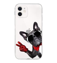 PrintiFy iPhone 12 Mini ile Uyumlu Köpek 2 Kamera Korumalı Şeffaf Kılıf