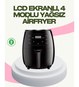 2400W Güçlü Airfryer 6L Yapışmaz Hazne Bulaşık Makinesi Uyumlu