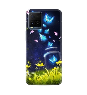 Vivo V21e Kılıf Resimli Desenli Baskılı Silikon Kılıf Neon Butterflys 1309