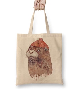 Otter Su samuru grafik Bez Çanta Uzun Saplı