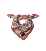 Paisley Patchwork Desenli Saten Fular – Kiremit & Lacivert