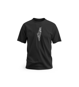 Kısa Kollu Ortalı Büyük Arapça Atasözü Filistin Haritası Şekli Dijital Baskılı Unisex S - 2XL T300013 (Siyah)