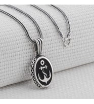 Oval Çapa Motifli 925 Ayar Gümüş Kolye