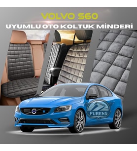Volvo S60 Antrasit Renk Tay Tüyü Cepli & Terletmez Sırtlı Oto Koltuk Minder Seti - Koltuk Koruma Kılıfı (ÖN & ARKA TAM SET)