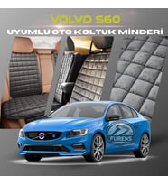 Volvo S60 Antrasit Renk Tay Tüyü Cepli & Terletmez Sırtlı Oto Koltuk Minder Seti - Koltuk Koruma Kılıfı (ÖN & ARKA TAM SET)