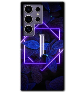 Galaxy S24 Ultra Kılıf HD Desen Baskılı Kılıf - Dark Neon Yaprak I Harfi