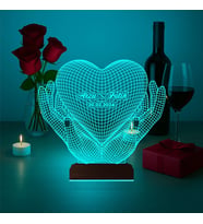 Luvivia Kalp Sevgiliye Hediye Kişiye Özel 3D Lamba - Masa Gece Lambası