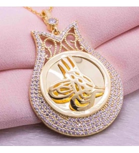 OSMANLI LALE MOTİF ALTIN KAPLAMA 925 AYAR GÜMÜŞ KOLYE (Karışık)