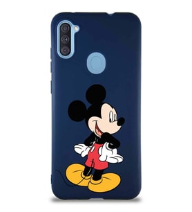 Samsung Galaxy A11 Soft Premier Kapak Mickey Mouse-D Tasarımlı Silikon Kılıf - Lacivert (Şeffaf)