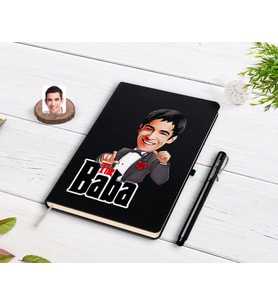 BK Gift Kişiye Özel Godfather Baba Karikatürlü Siyah Defter ve Kalem Hediye Seti-7
