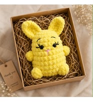 El Yapımı Amigurumi Mini Tavşan – Kadife İp Örgü Oyuncak, Uyku Arkadaşı (Mor & Sarı Renk Seçenekli)