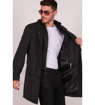 PLT8401 DEWBERRY ERKEK PALTO-DESENLİ SİYAH