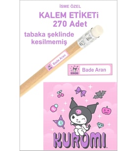 Öğrenci Etiketi Isimli Kuromi Okul Kalem Etiketi Kalem Sticker 4*1 cm 290 Adet