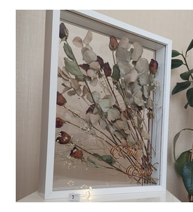 Ledli İsimli 40x50 Cm Çift Yönlü Derin Gül Çerçevesi! Gelin Buketi Çerçevesi!