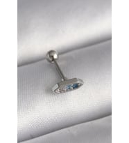 316L Çelik Gümüş Renk Mavi Zirkon Taşlı Tragus Piercing TJ-PR1285
