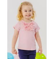 Breeze Kız Bebek Tişört Güpürlü Armalı 9 Ay-3 Yaş, Somon