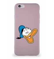 Apple iPhone 6 Soft Premier Kapak Donald Duck-E Tasarımlı Silikon Kılıf - Pudra (Şeffaf)