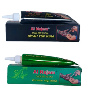 Kızıl (Kırmızı) Doğal Tüp Kına 30 gr +Siyah Doğal Tüp Kına 30 gr Pratik kına