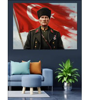 Üniformalı Ve Madalyalı Atatürk Portresi Dekoratif Kanvas - Mdf Ahşap Tablo