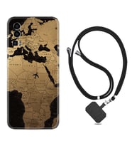 General Mobile Gm 23 Kılıf Silikon Boyun Askılı İpli Desenli Silikon Map Planet 1656