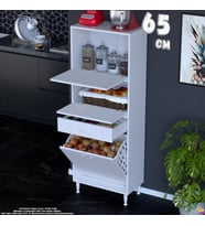 Eliusta Defne 65 cm Çok Amaçlı Mutfak Bakliyat Kiler Banyo Dolabı Kahve Köşesi Sepetli Dolap 65x163x32 cm