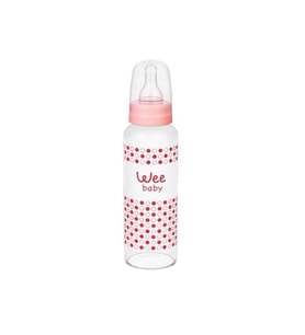 Wee Baby Isıya Dayanıklı Cam Biberon 240ml / Pembe (Karışık)