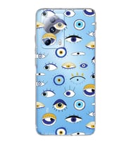 PrintiFy Xiaomi Mi 13 Lite ile Uyumlu 1mm Slim Fit Nazar Boncuğu 2 Baskılı Şeffaf  Kılıf