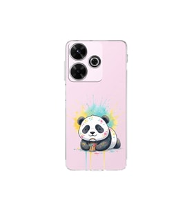 Redmi 13 4G ile Uyumlu Splash Panda Tasarımlı Şeffaf Silikon Kılıf