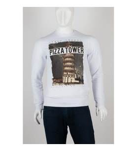 Pisa Kulesi Unisex Pamuklu Slim Fit Sweatshirt Large (Karışık)